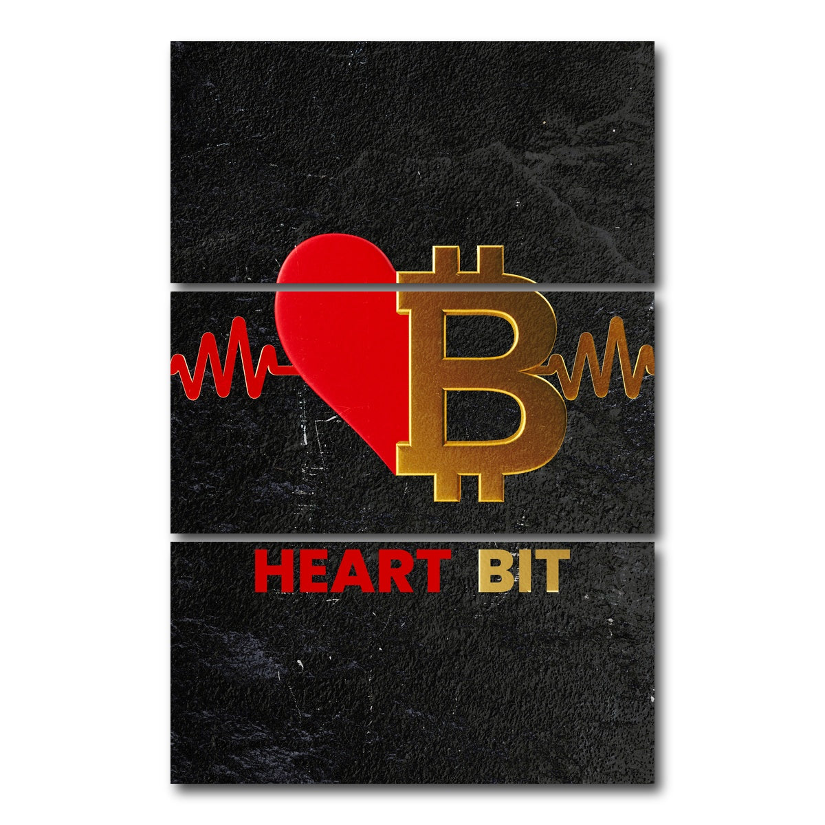 AUTO-MOCKUP WHITE | Bitcoin Heart | 3 Piece | Gallery Wrap Canvas | group=12x24_stacked