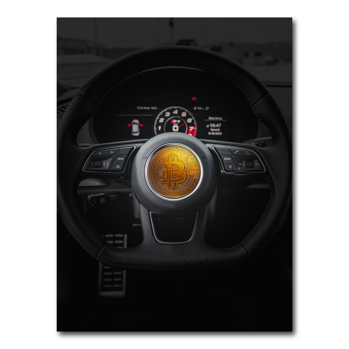 AUTO-MOCKUP WHITE | Bitcoin car steering | 1 Piece | Gallery Wrap Canvas | group=3x4