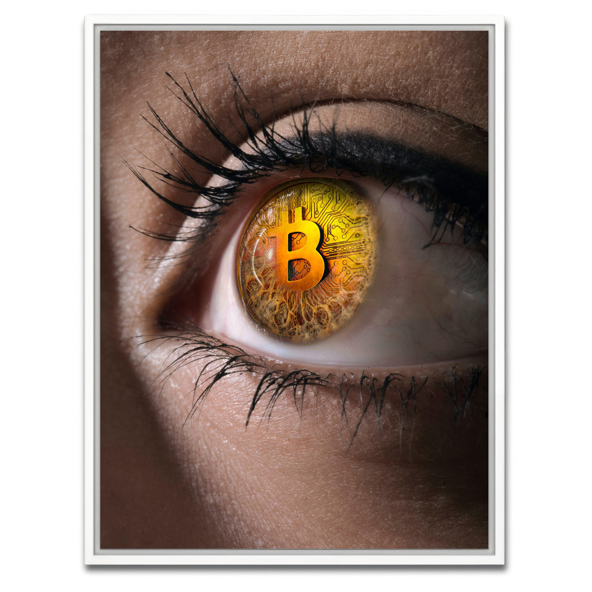 AUTO-MOCKUP WHITE | Bitcoin eye | 1 Piece | White Framed Canvas | group=3x4