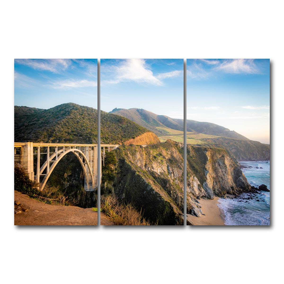 AUTO-MOCKUP WHITE | Bixby Bridge | 3 Piece | Gallery Wrap Canvas | group=12x24