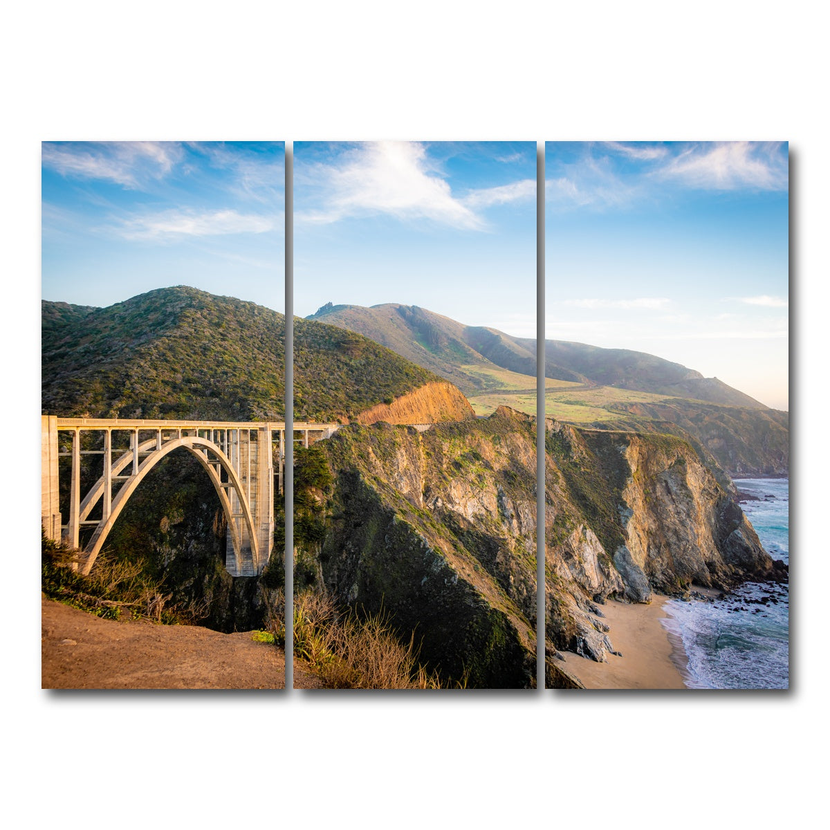 AUTO-MOCKUP WHITE | Bixby Bridge | 3 Piece | Gallery Wrap Canvas | group=8x18