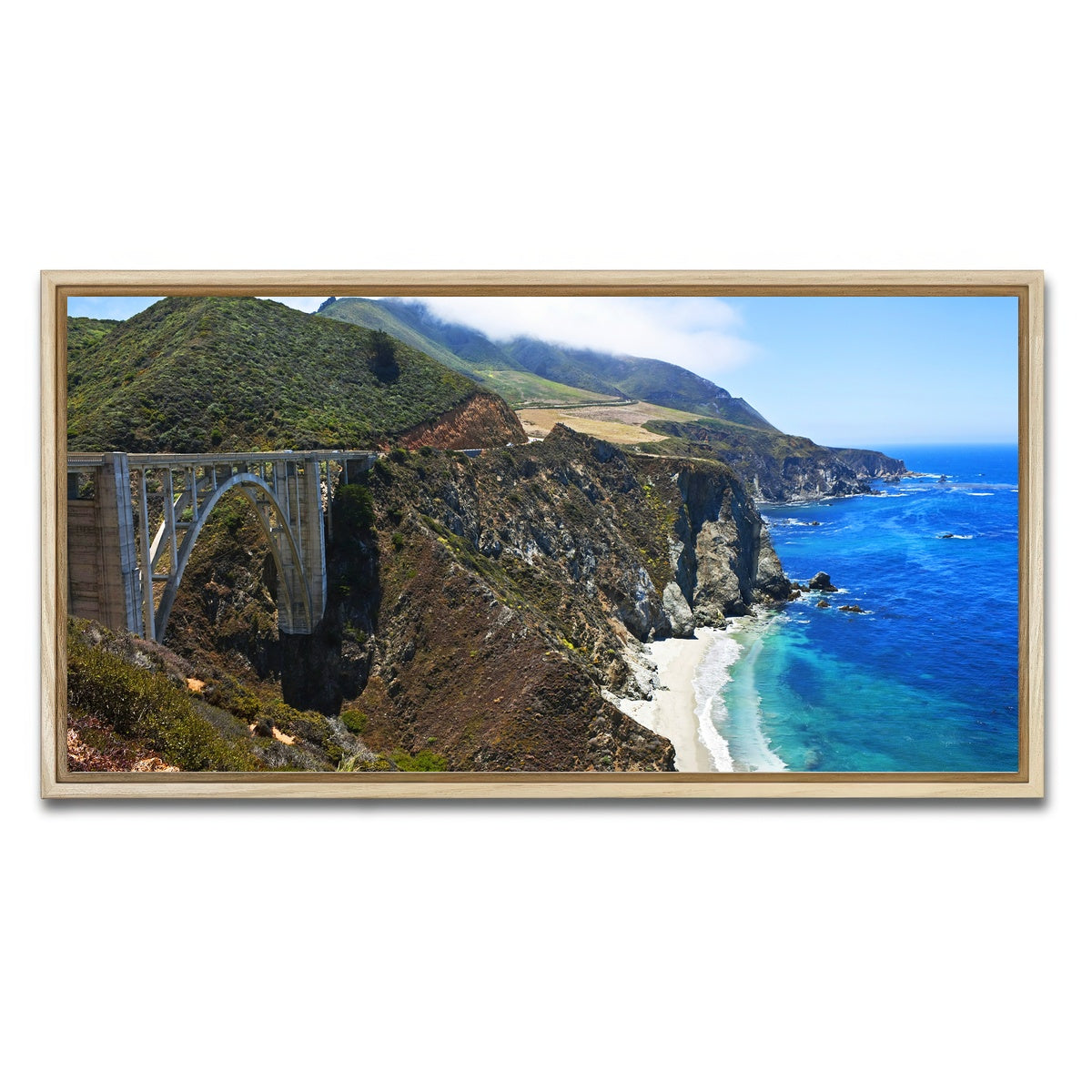 AUTO-MOCKUP WHITE | Bixby Creek Bridge | 1 Piece | Natural Framed Canvas | group=2x1