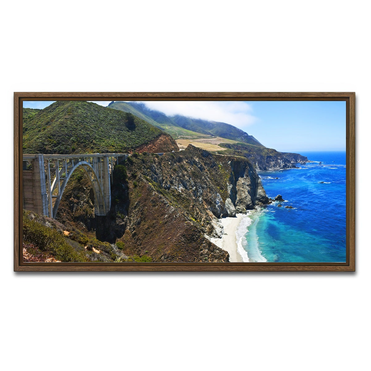 AUTO-MOCKUP WHITE | Bixby Creek Bridge | 1 Piece | Walnut Framed Canvas | group=2x1