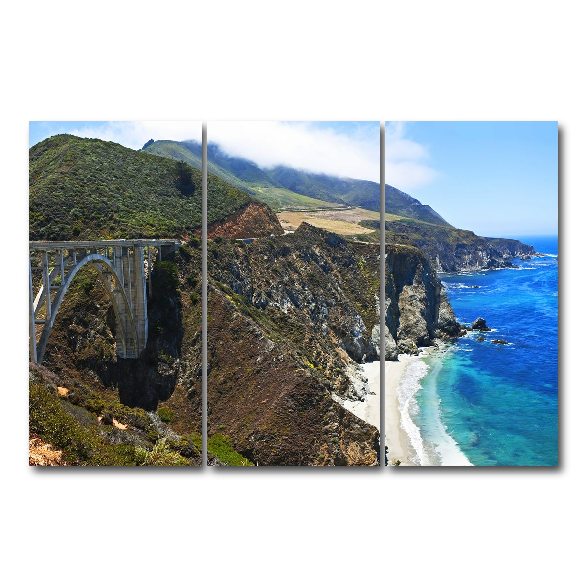 AUTO-MOCKUP WHITE | Bixby Creek Bridge | 3 Piece | Gallery Wrap Canvas | group=12x24
