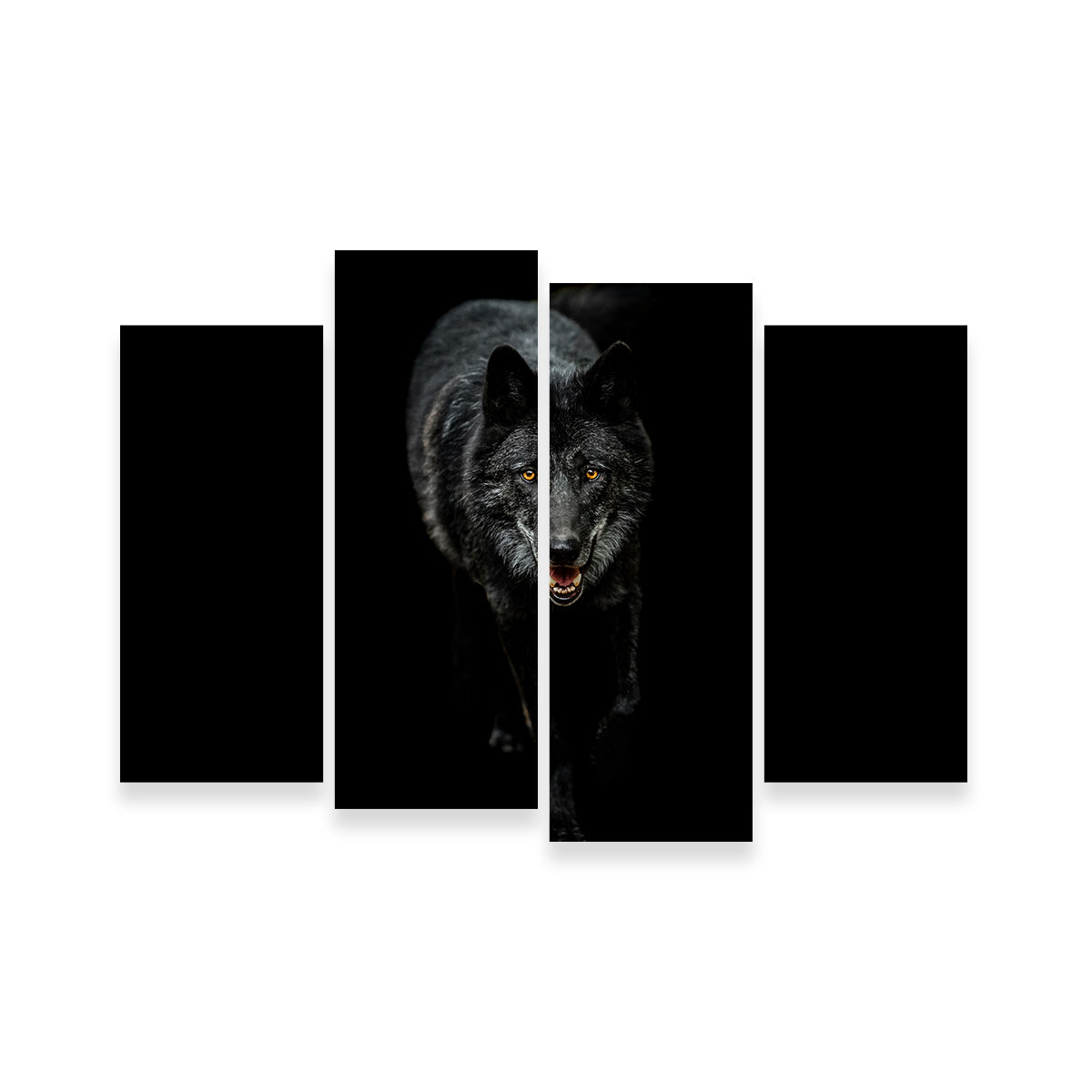 Black Wolf Black Background Wall Art
