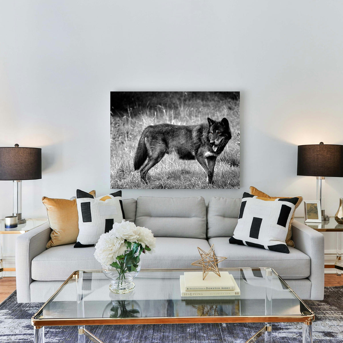Black Wolf Grayscale Wall Art