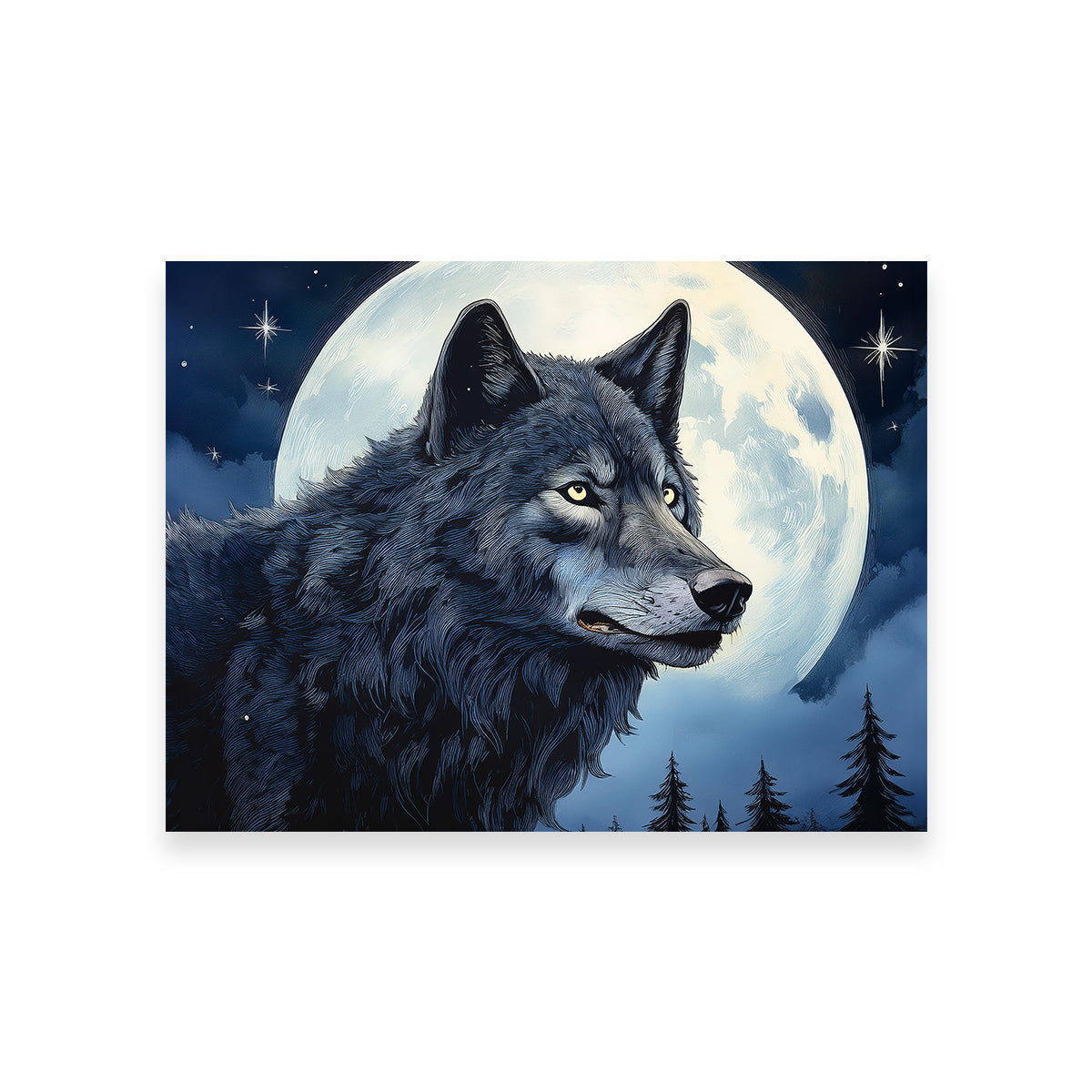 Big Black Wolf Wall Art