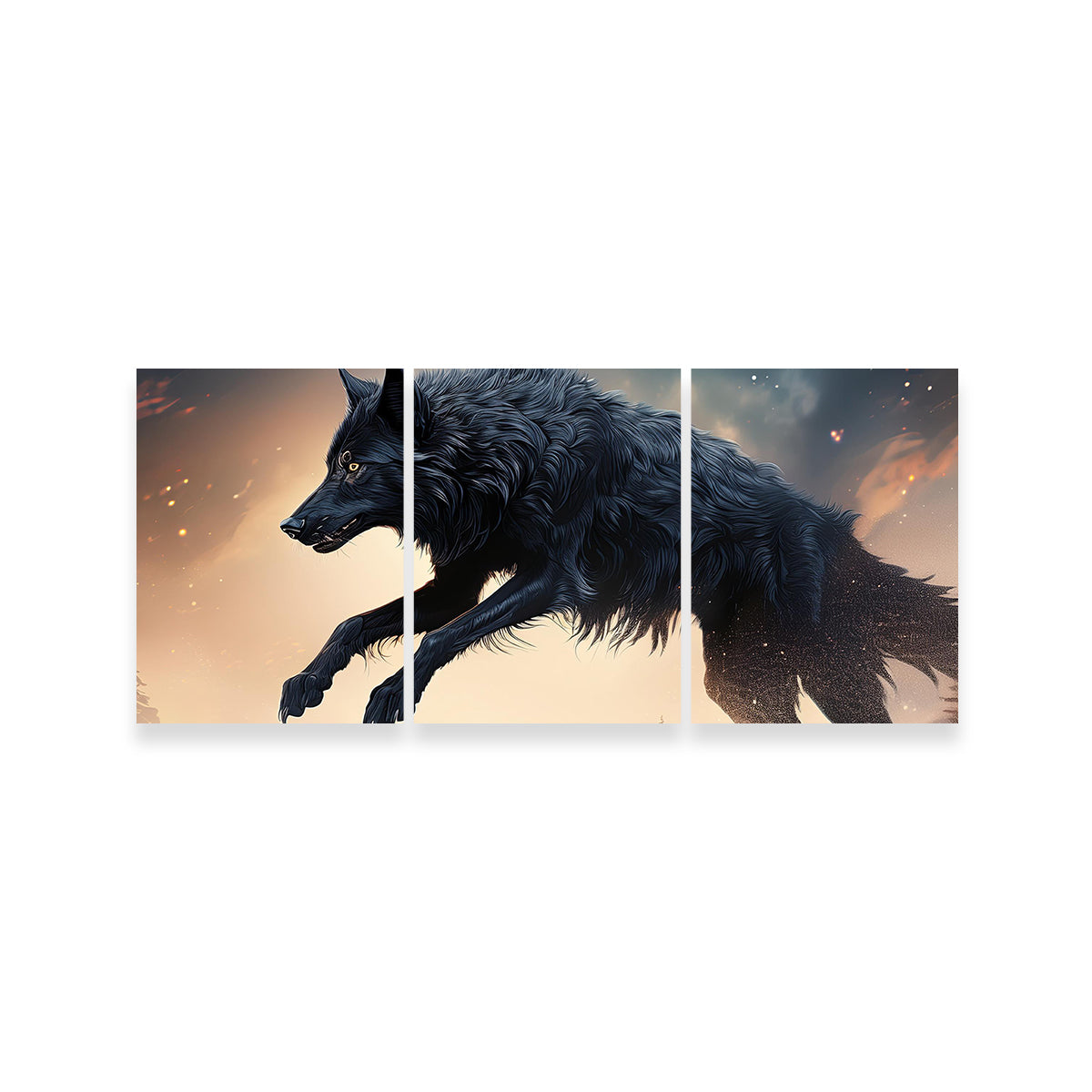 Black Wolf Jumping Wall Art