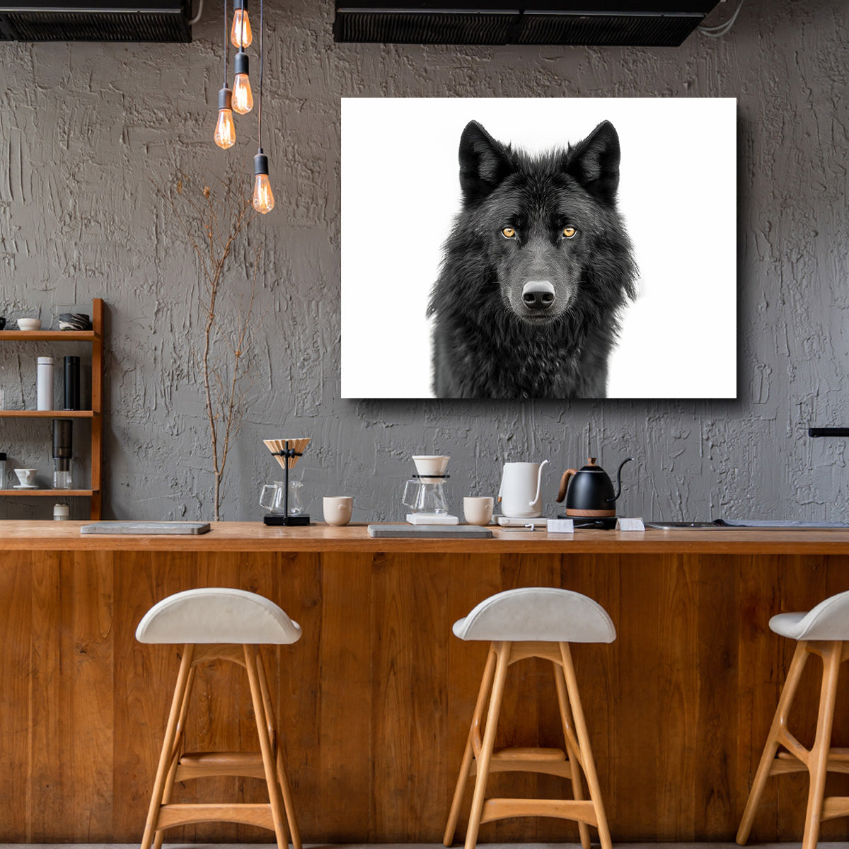 Black Wolf Portrait Wall Art