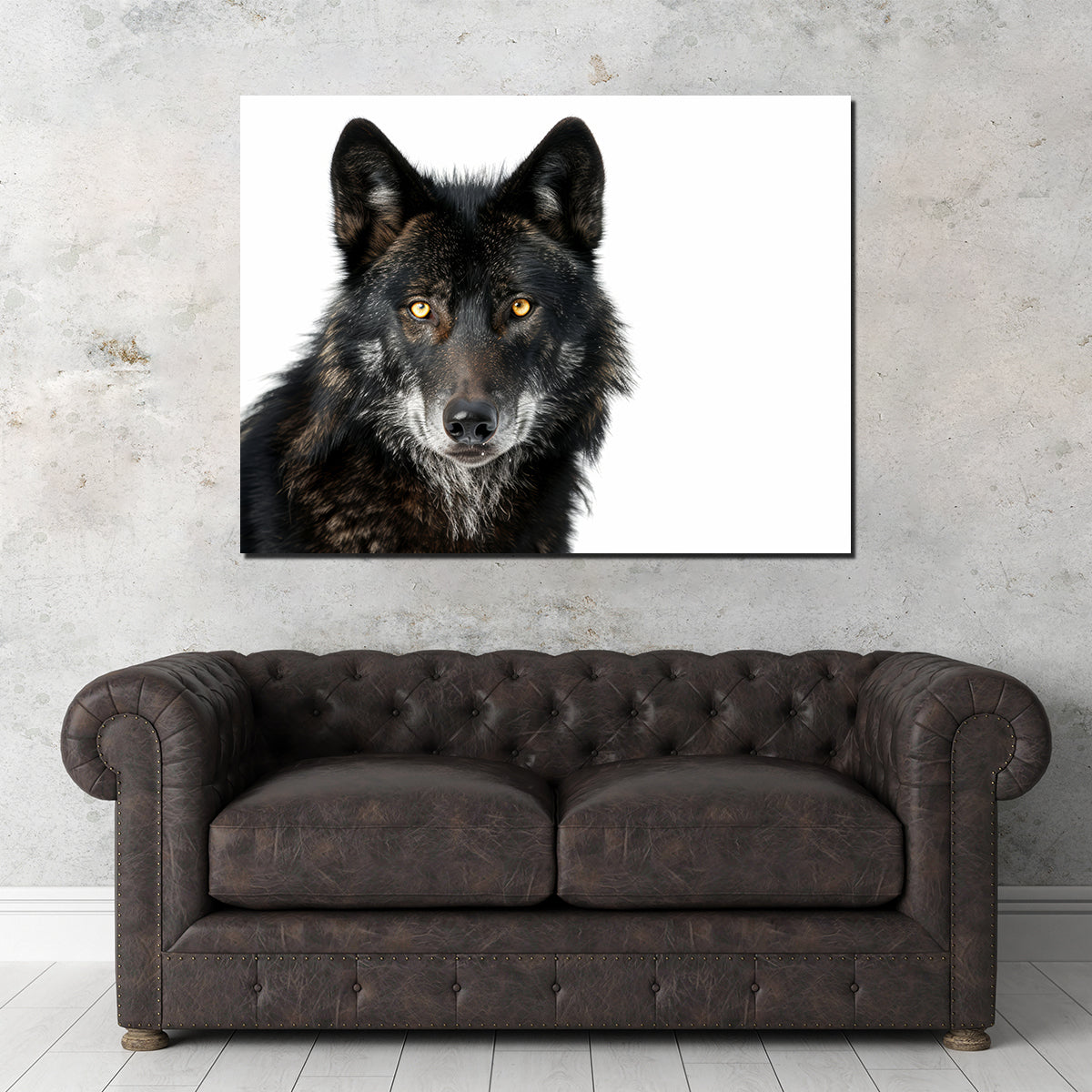 Black Wolf White Background Wall Art