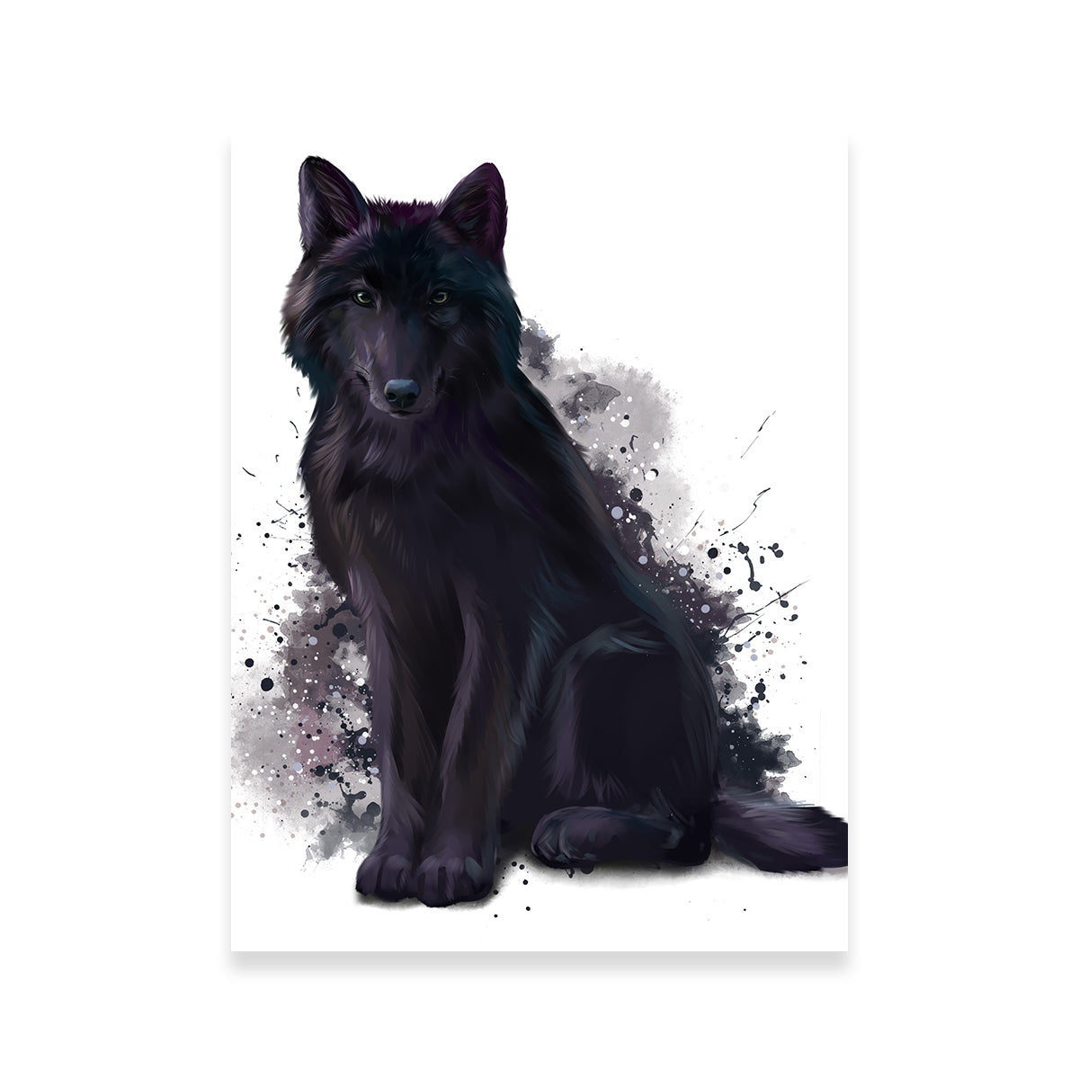 Black Wolf Watercolor Wall Art