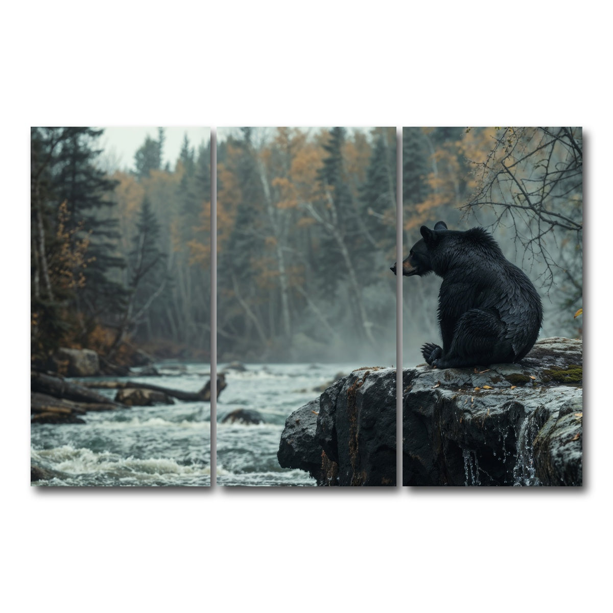 AUTO-MOCKUP WHITE | Black Bear River | 3 Piece | Gallery Wrap Canvas | group=12x24