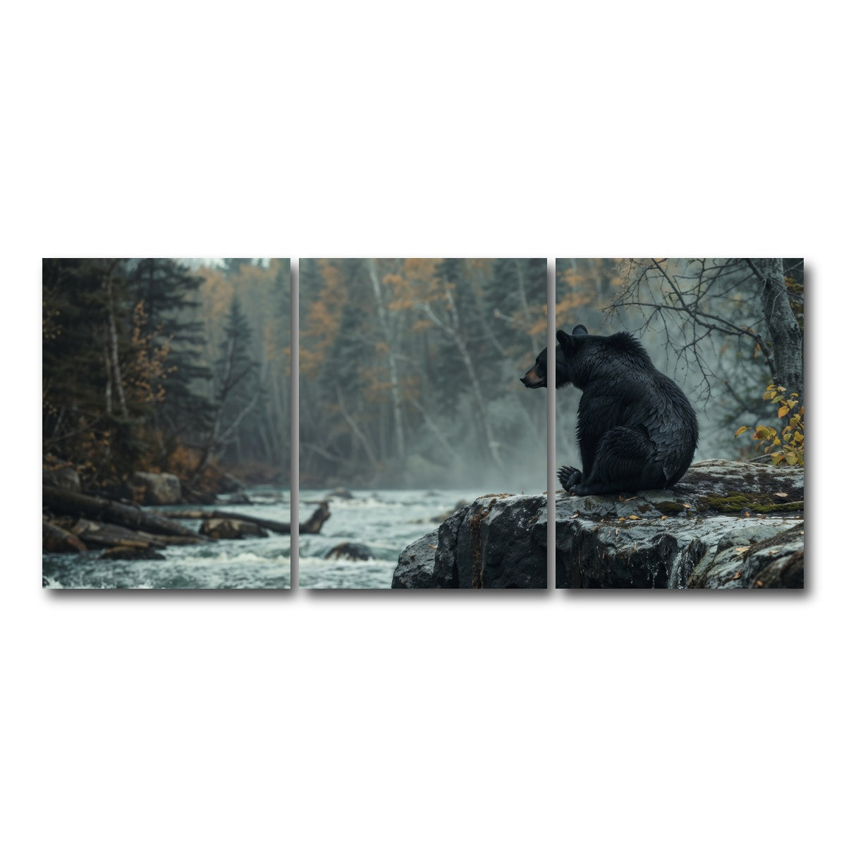 AUTO-MOCKUP WHITE | Black Bear River | 3 Piece | Gallery Wrap Canvas | group=18x24