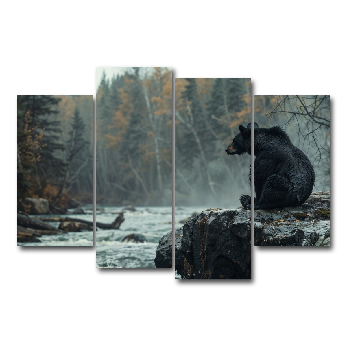 AUTO-MOCKUP WHITE | Black Bear River | 4 Piece | Gallery Wrap Canvas | group=4_short
