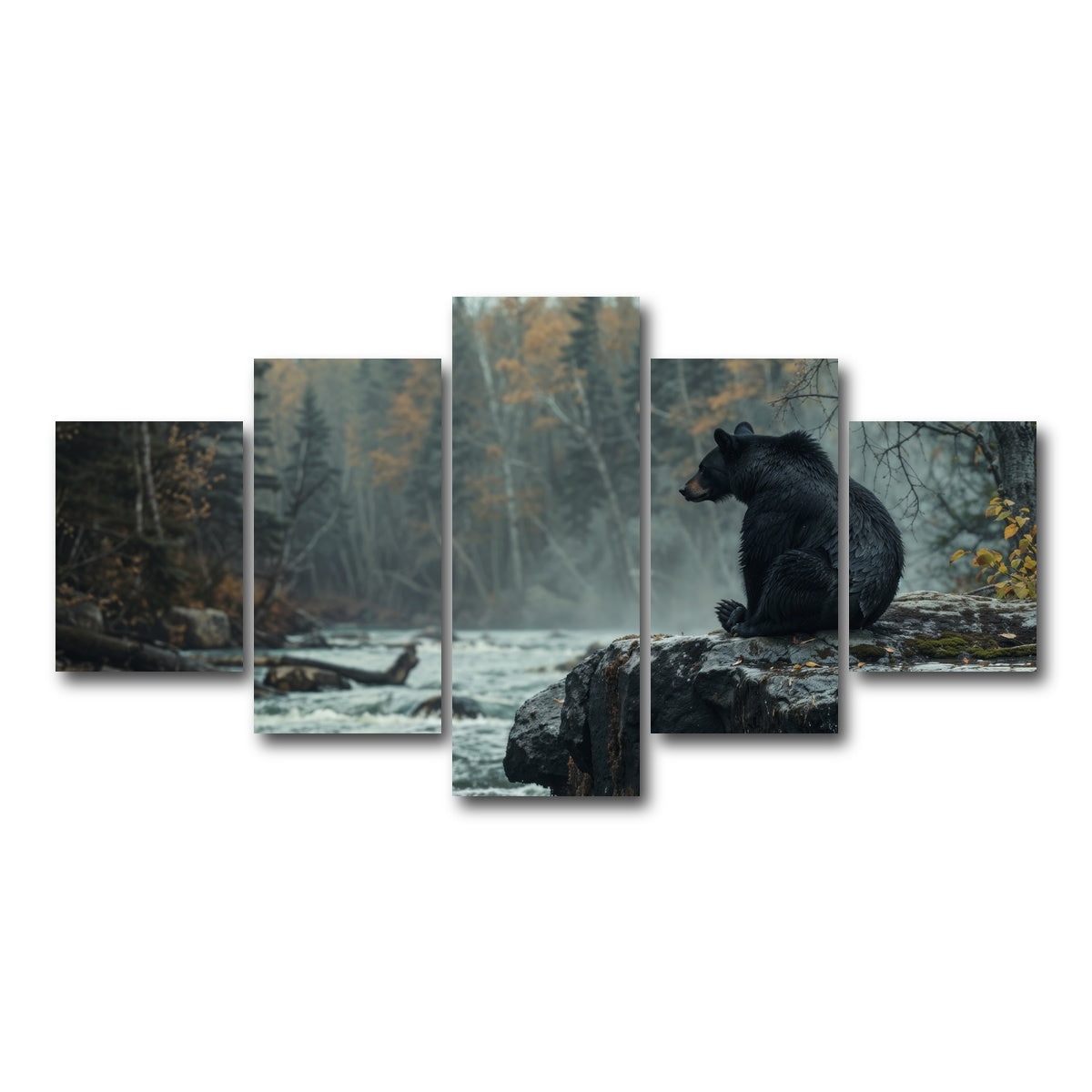AUTO-MOCKUP WHITE | Black Bear River | 5 Piece | Gallery Wrap Canvas | group=5_short