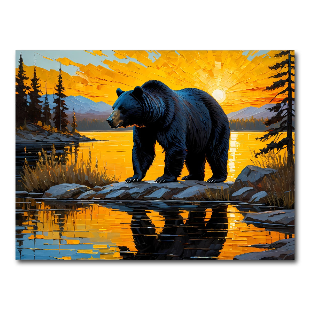 AUTO-MOCKUP WHITE | Black Bear Sunset | 1 Piece | Gallery Wrap Canvas | group=4x3