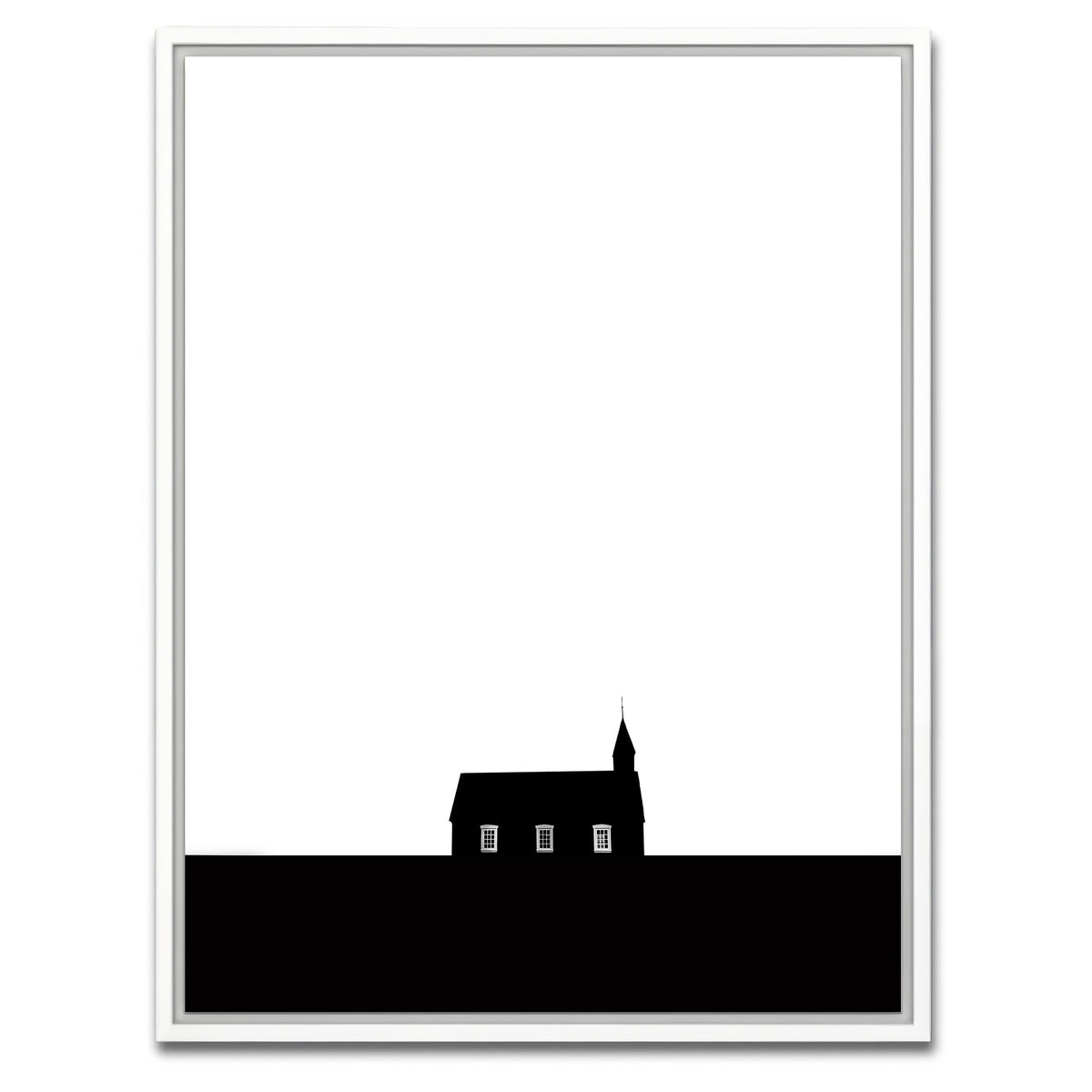 AUTO-MOCKUP WHITE | Black Church of Budir | 1 Piece | White Framed Canvas | group=3x4