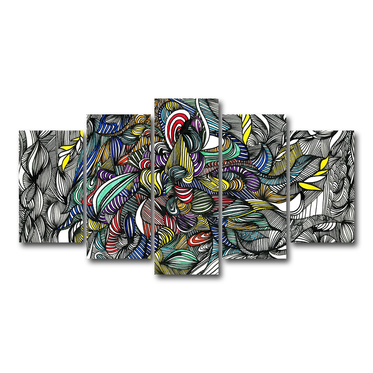 AUTO-MOCKUP WHITE | Black Color Fade | 5 Piece | Gallery Wrap Canvas | group=5_normal