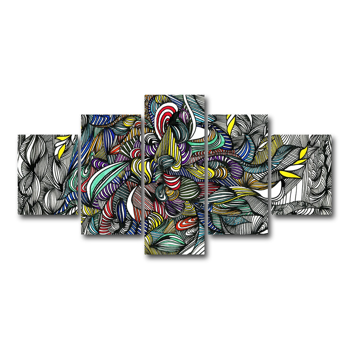 AUTO-MOCKUP WHITE | Black Color Fade | 5 Piece | Gallery Wrap Canvas | group=5_short