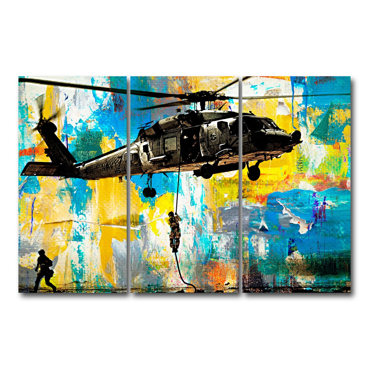 AUTO-MOCKUP WHITE | Black Hawk | 3 Piece | Gallery Wrap Canvas | group=12x24