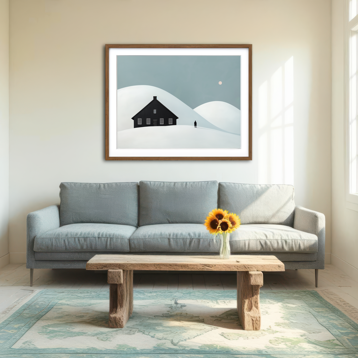 AUTO-MOCKUP ROOM | Black House in Snow Wall Art