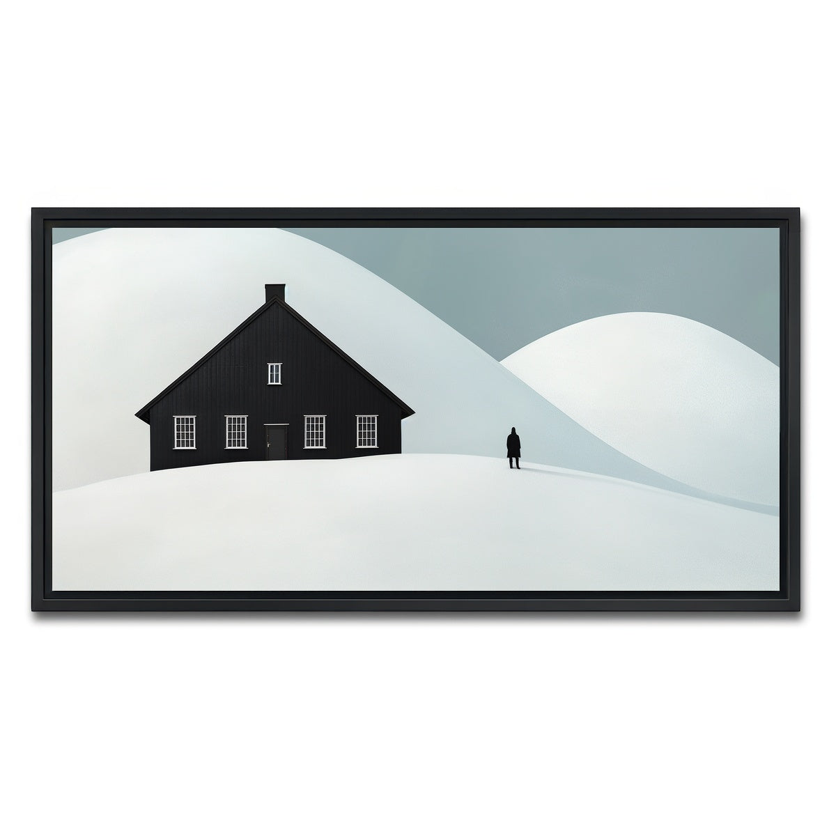 AUTO-MOCKUP WHITE | Black House in Snow | 1 Piece | Black Framed Canvas | group=2x1