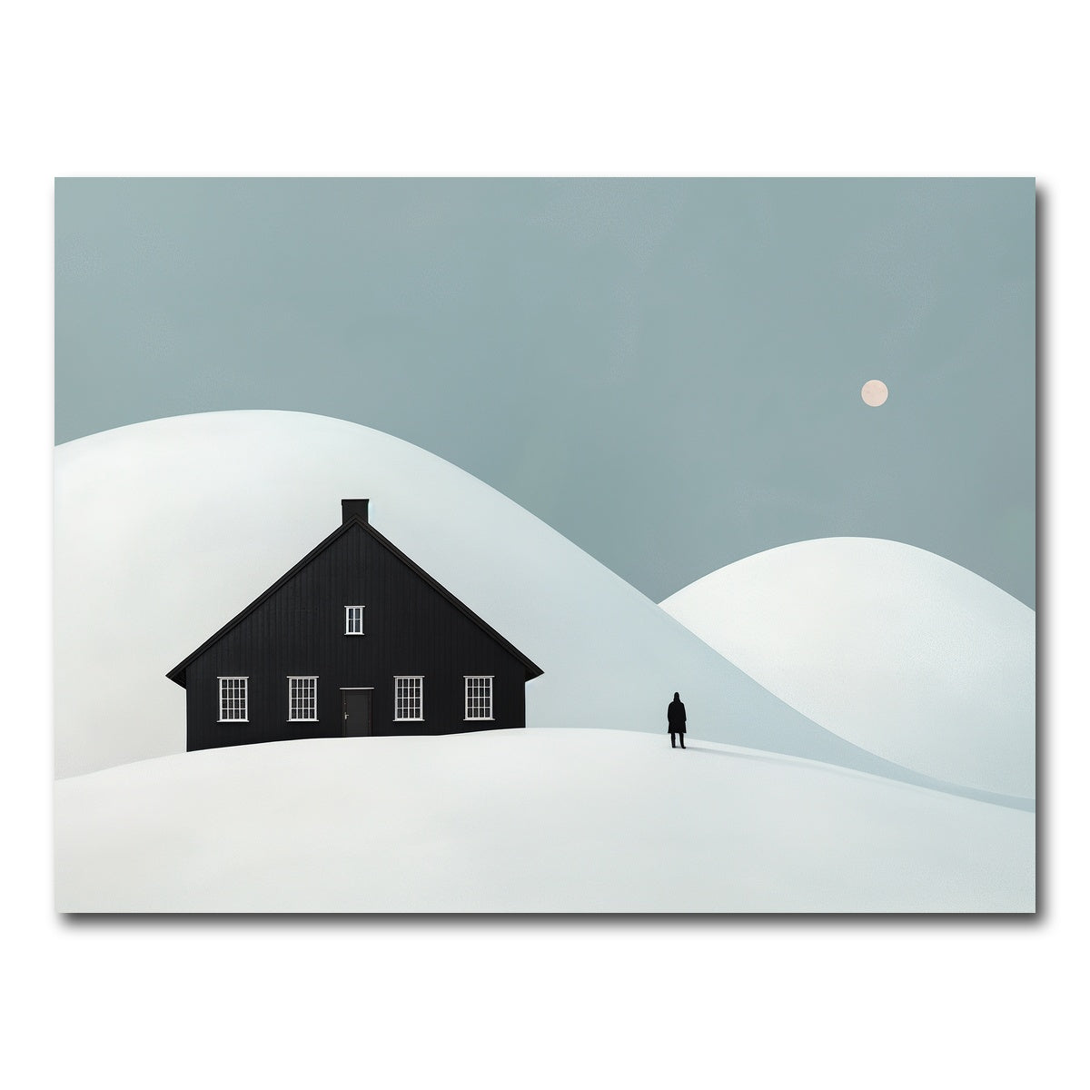 AUTO-MOCKUP WHITE | Black House in Snow | 1 Piece | Gallery Wrap Canvas | group=4x3