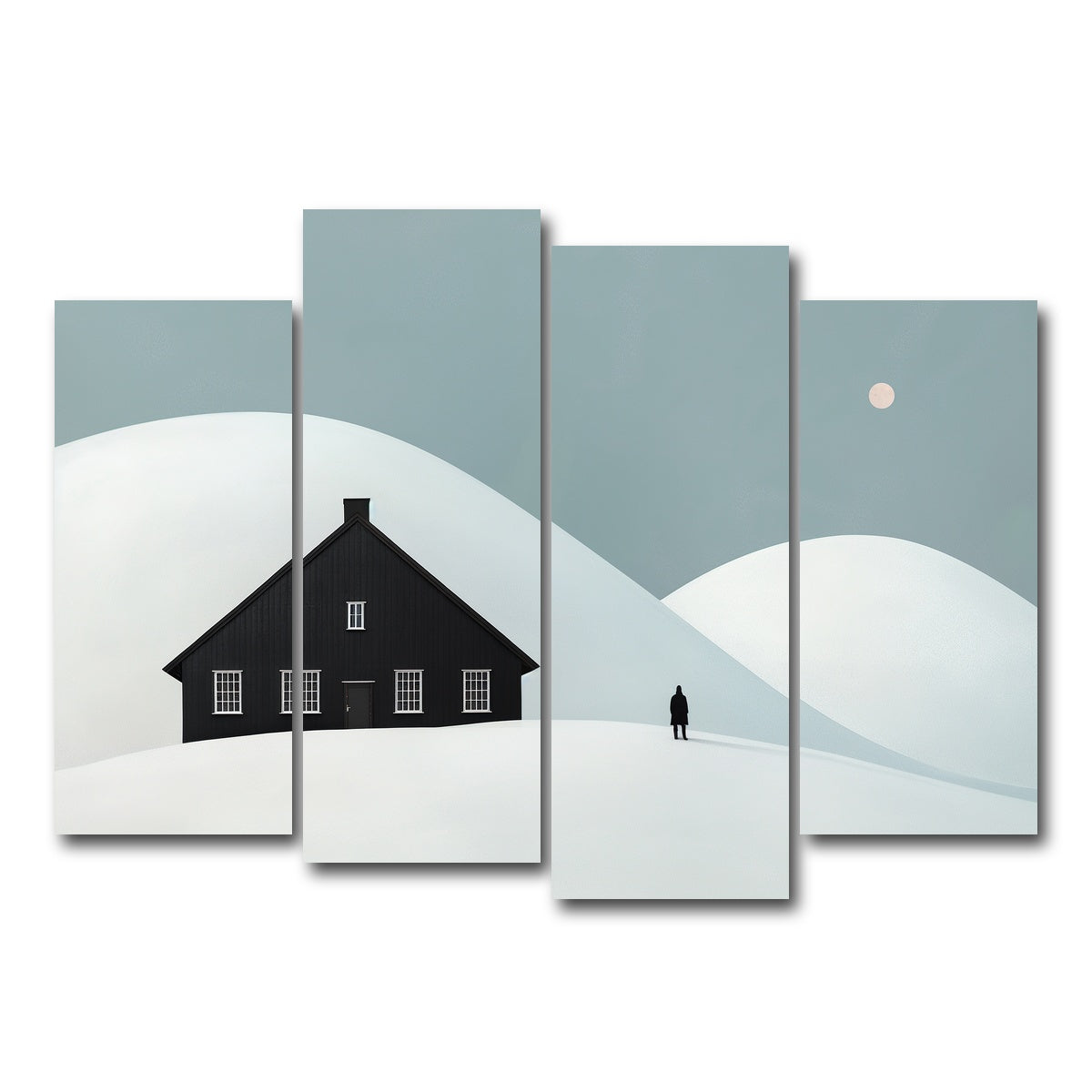 AUTO-MOCKUP WHITE | Black House in Snow | 4 Piece | Gallery Wrap Canvas | group=4_normal