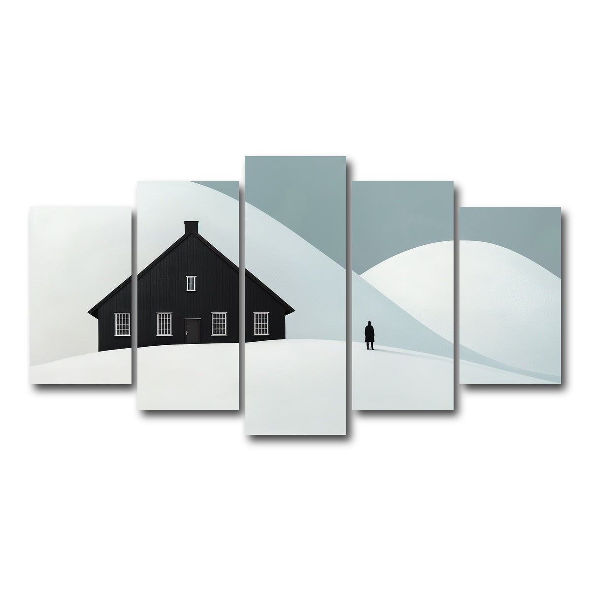 AUTO-MOCKUP WHITE | Black House in Snow | 5 Piece | Gallery Wrap Canvas | group=5_normal