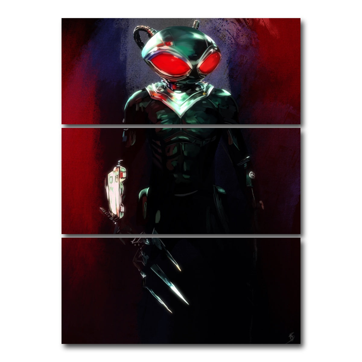 AUTO-MOCKUP WHITE | Black Manta | 3 Piece | Gallery Wrap Canvas | group=8x18_stacked