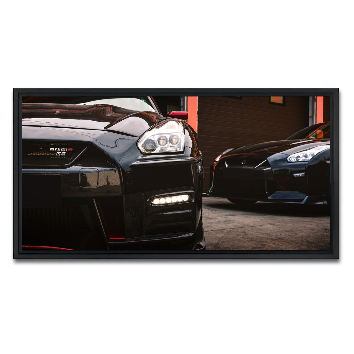 AUTO-MOCKUP WHITE | Black Nissan GTR | 1 Piece | Black Framed Canvas | group=2x1