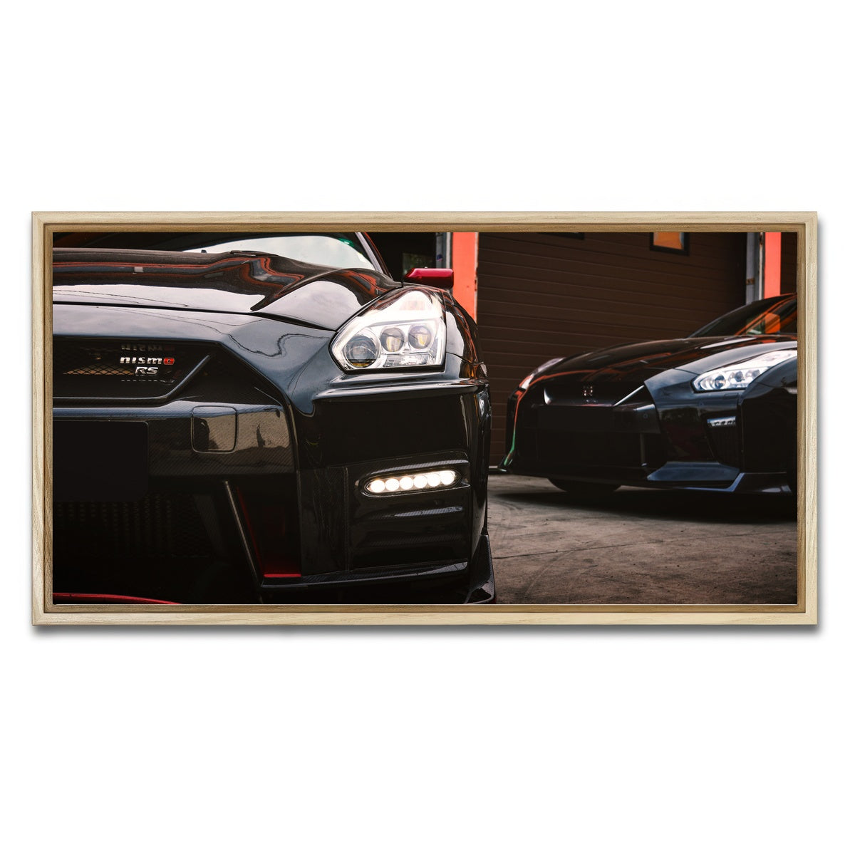 AUTO-MOCKUP WHITE | Black Nissan GTR | 1 Piece | Natural Framed Canvas | group=2x1