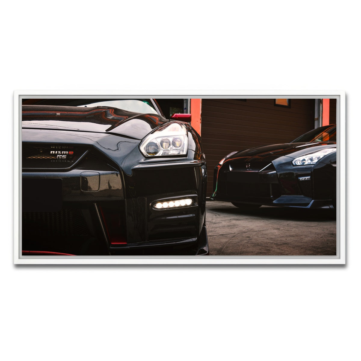 AUTO-MOCKUP WHITE | Black Nissan GTR | 1 Piece | White Framed Canvas | group=2x1