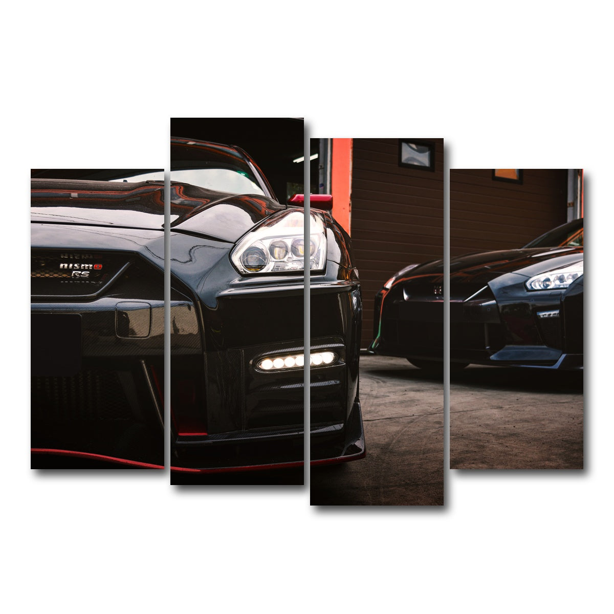 AUTO-MOCKUP WHITE | Black Nissan GTR | 4 Piece | Gallery Wrap Canvas | group=4_normal