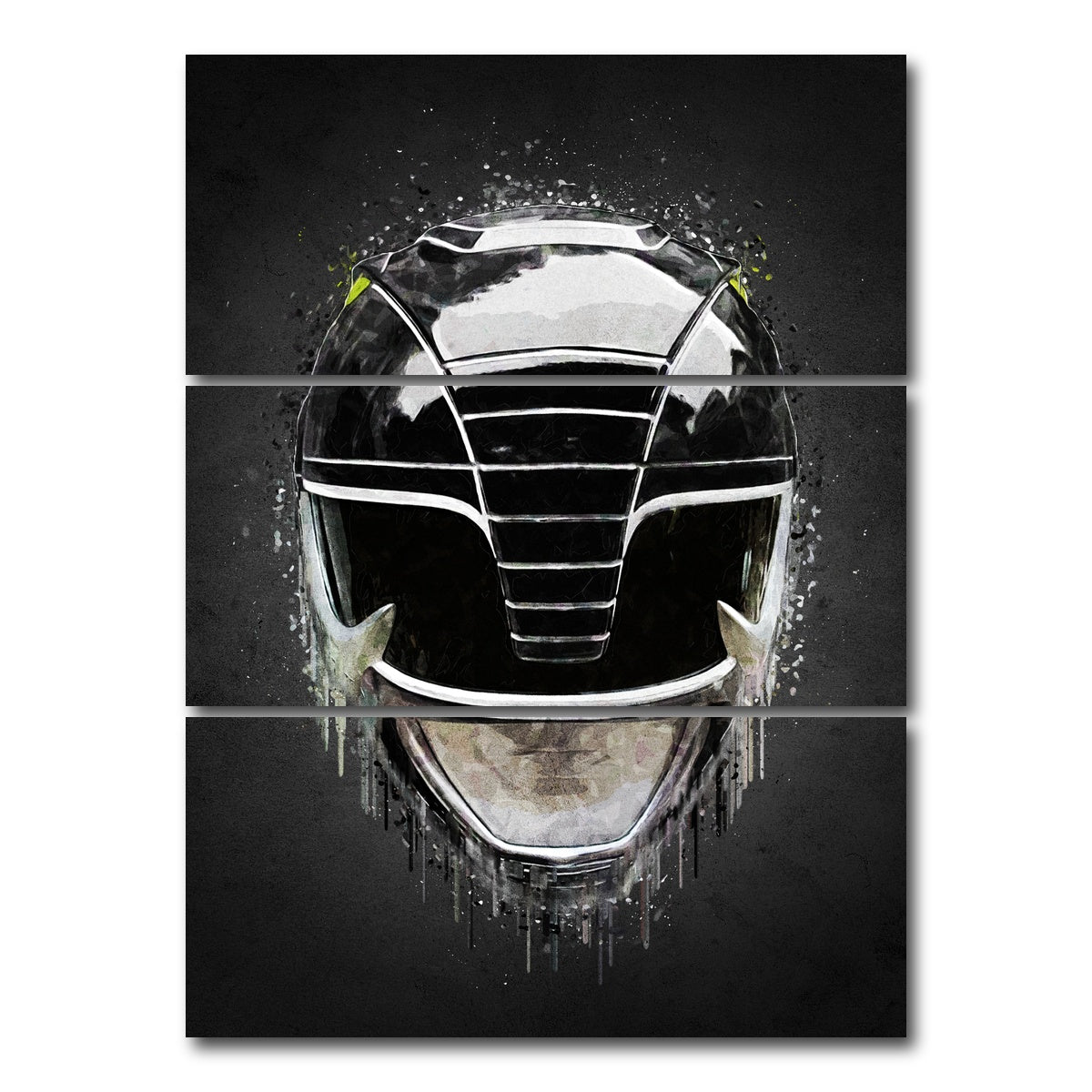 AUTO-MOCKUP WHITE | Black Ranger Portrait | 3 Piece | Gallery Wrap Canvas | group=8x18_stacked