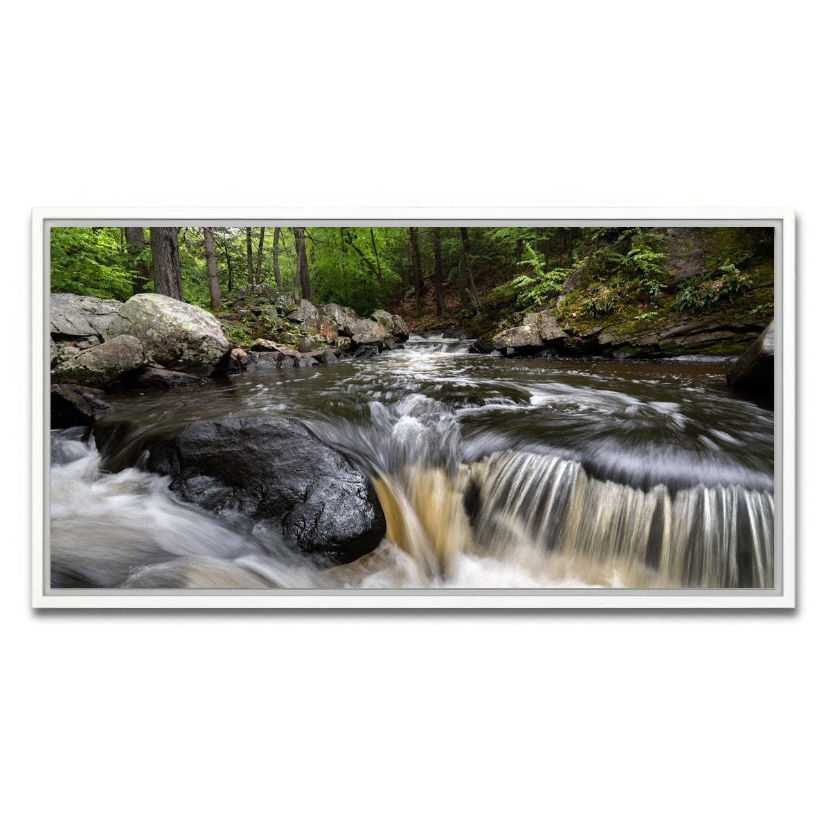 AUTO-MOCKUP WHITE | Black River in Summer | 1 Piece | White Framed Canvas | group=2x1