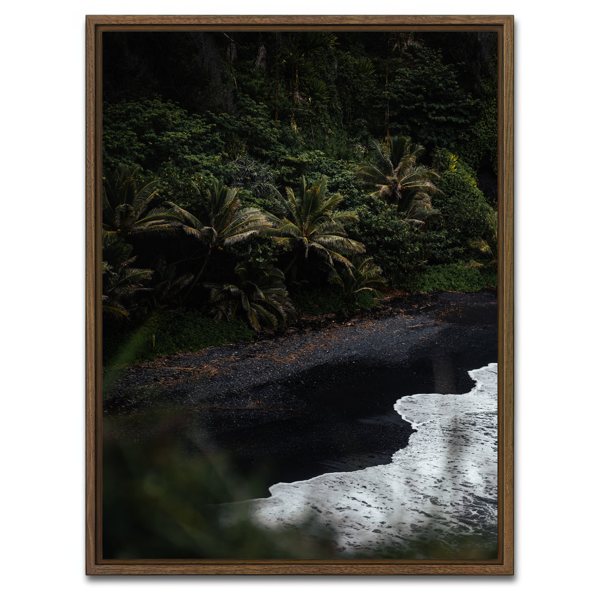 AUTO-MOCKUP WHITE | Black Sand Palms | 1 Piece | Walnut Framed Canvas | group=3x4