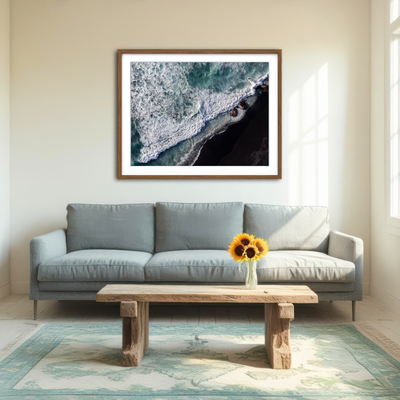 AUTO-MOCKUP ROOM | Black Sand Wave Wall Art