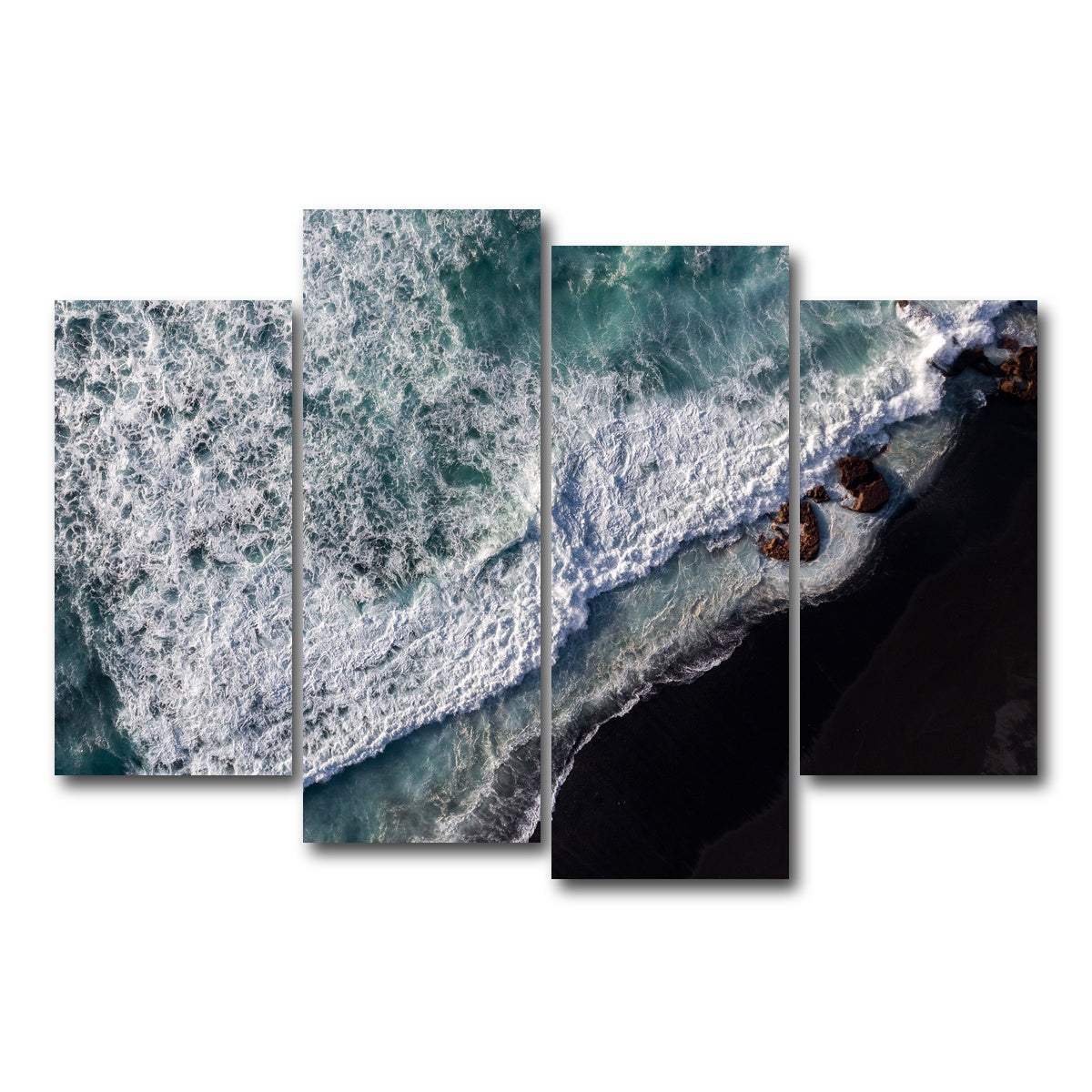 AUTO-MOCKUP WHITE | Black Sand Wave | 4 Piece | Gallery Wrap Canvas | group=4_short