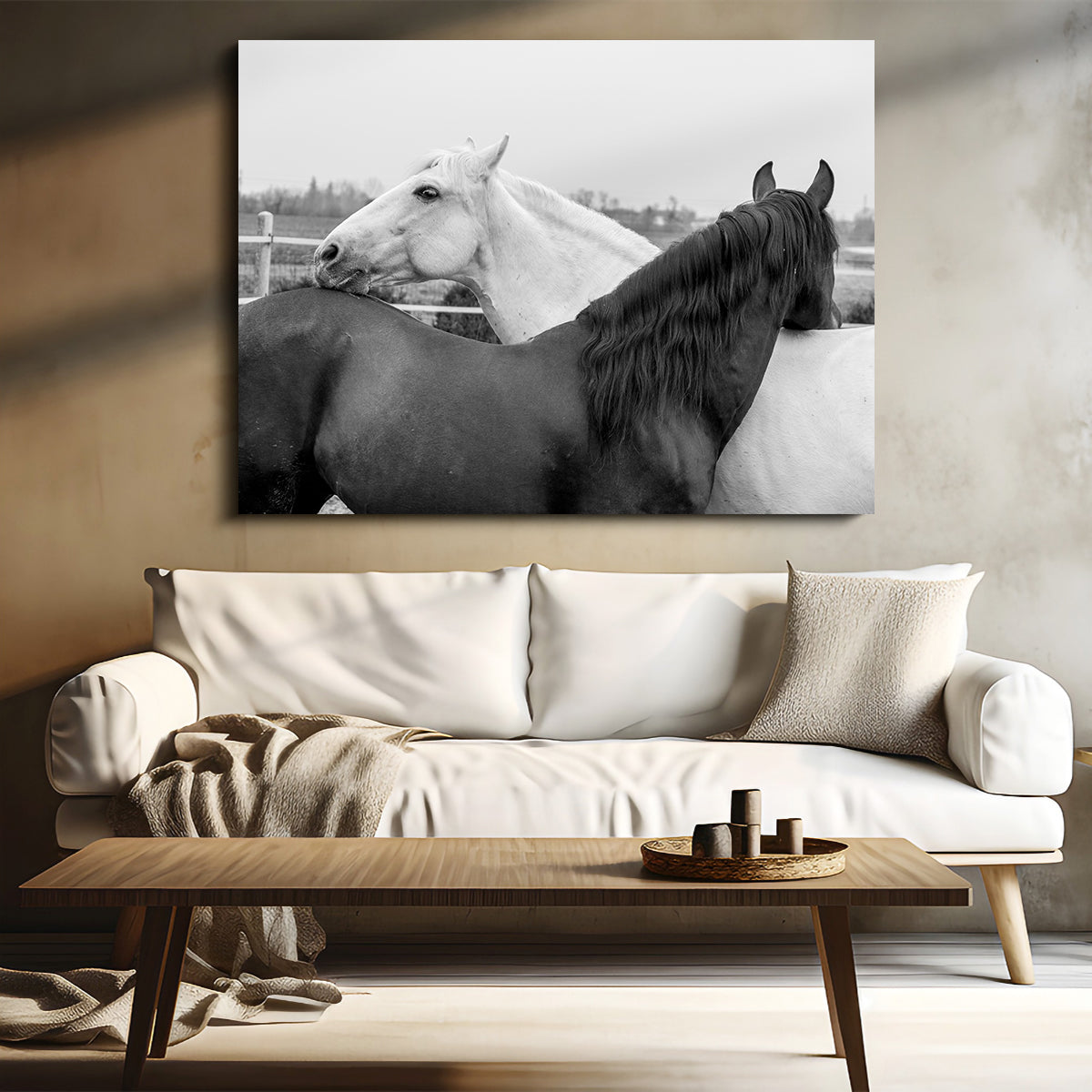 Black & White Horses Wall Art