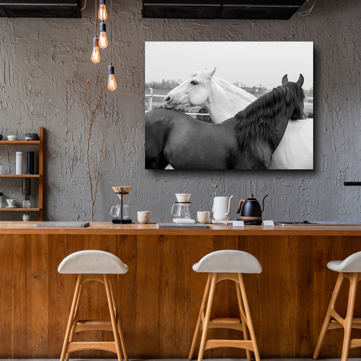 Black & White Horses Wall Art