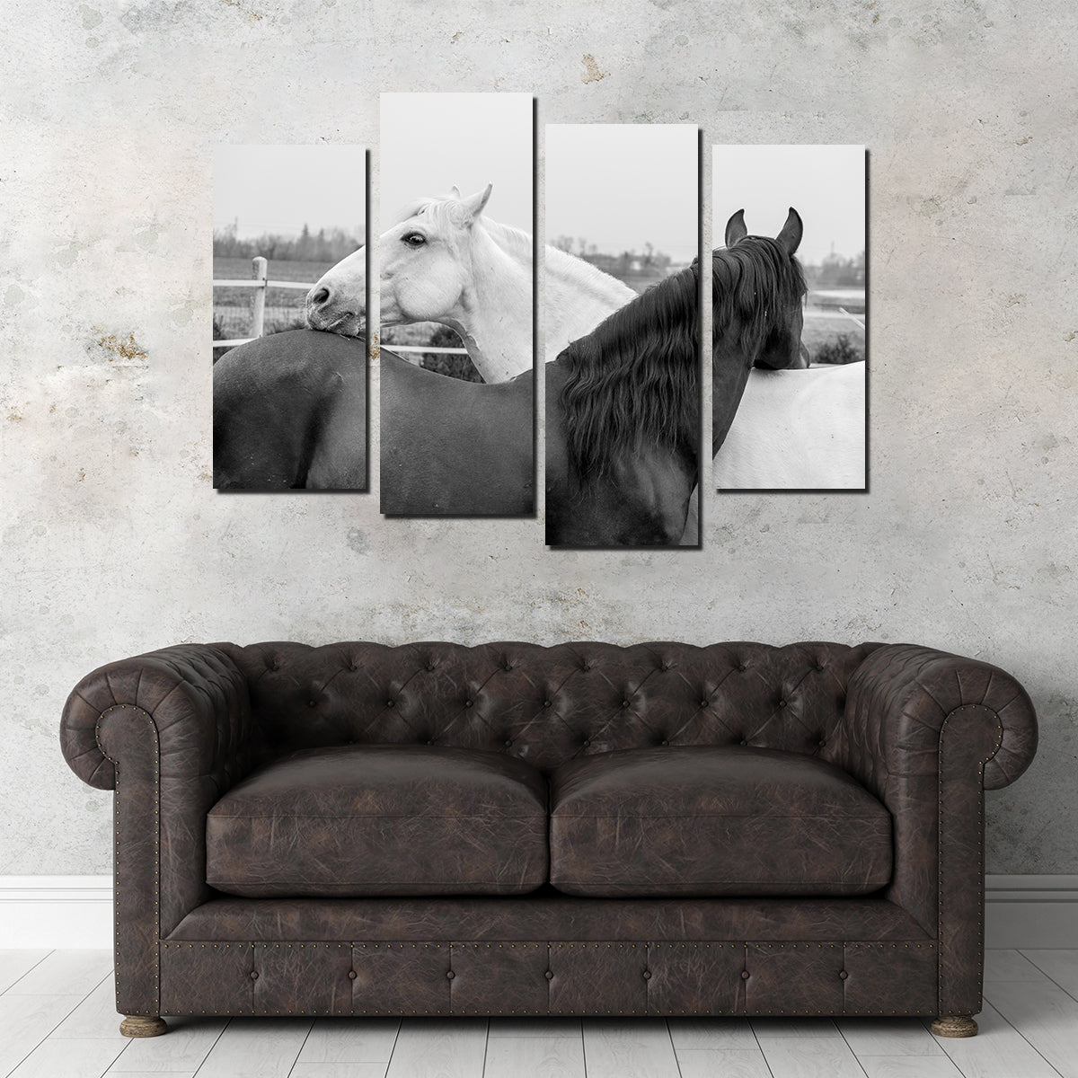Black & White Horses Wall Art