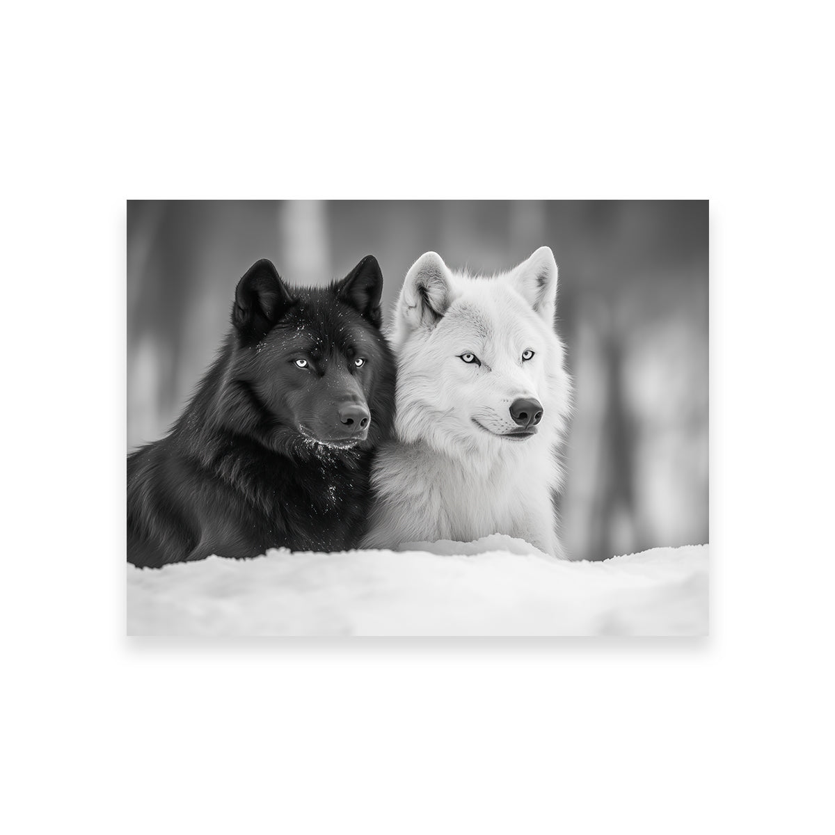 Black & White Wolves Wall Art