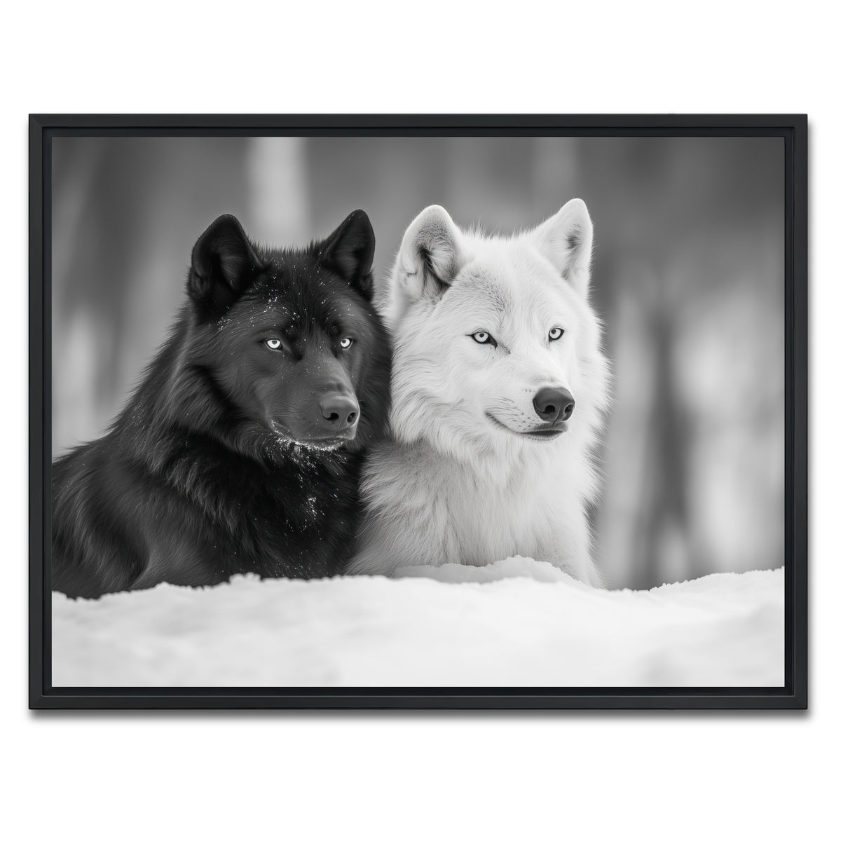 AUTO-MOCKUP WHITE | Black & White Wolves | 1 Piece | Black Framed Canvas | group=4x3