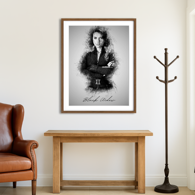 AUTO-MOCKUP ROOM | Black Widow Sketch Wall Art