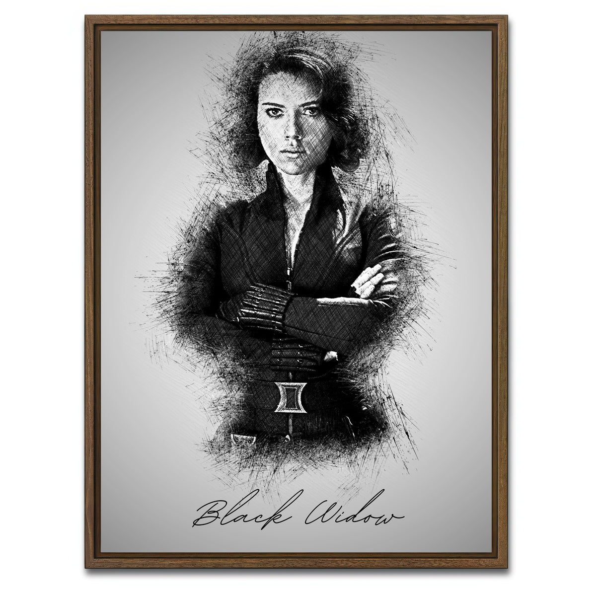 AUTO-MOCKUP WHITE | Black Widow Sketch | 1 Piece | Walnut Framed Canvas | group=3x4