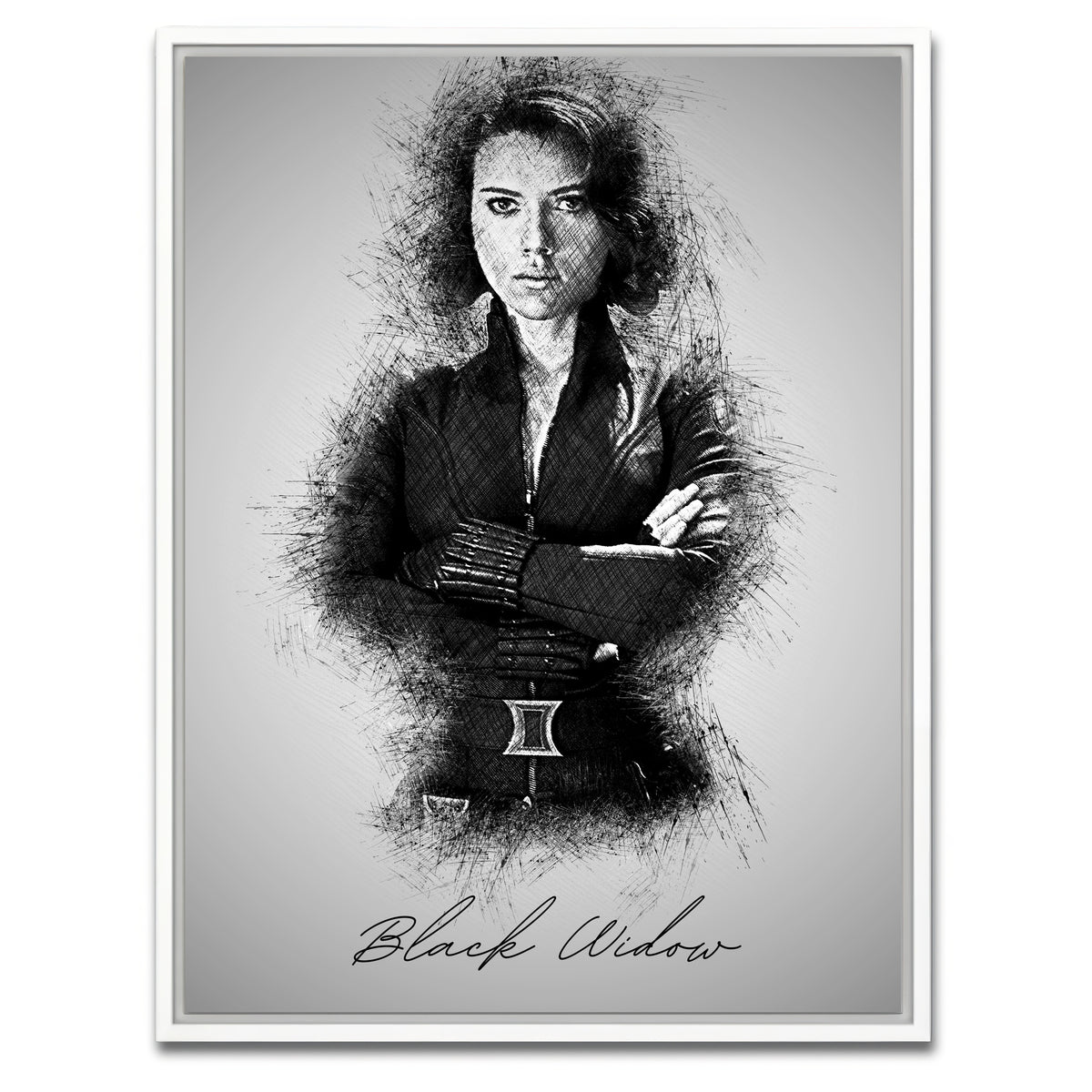 AUTO-MOCKUP WHITE | Black Widow Sketch | 1 Piece | White Framed Canvas | group=3x4