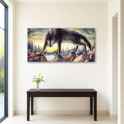 AUTO-MOCKUP ROOM | Black Wolf Painting