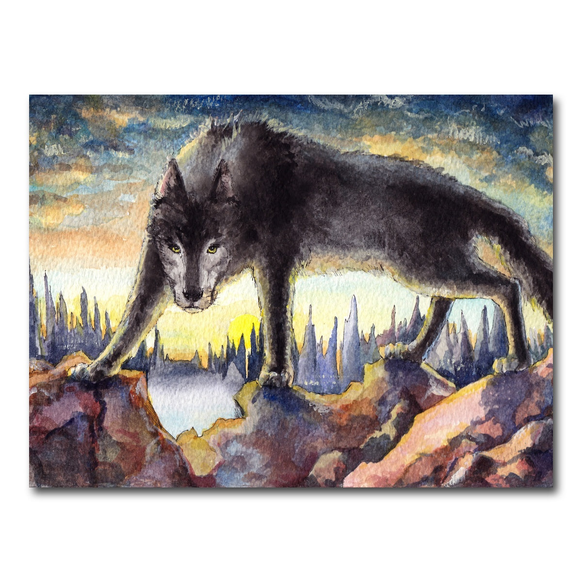 AUTO-MOCKUP WHITE | Black Wolf Painting | 1 Piece | Gallery Wrap Canvas | group=4x3