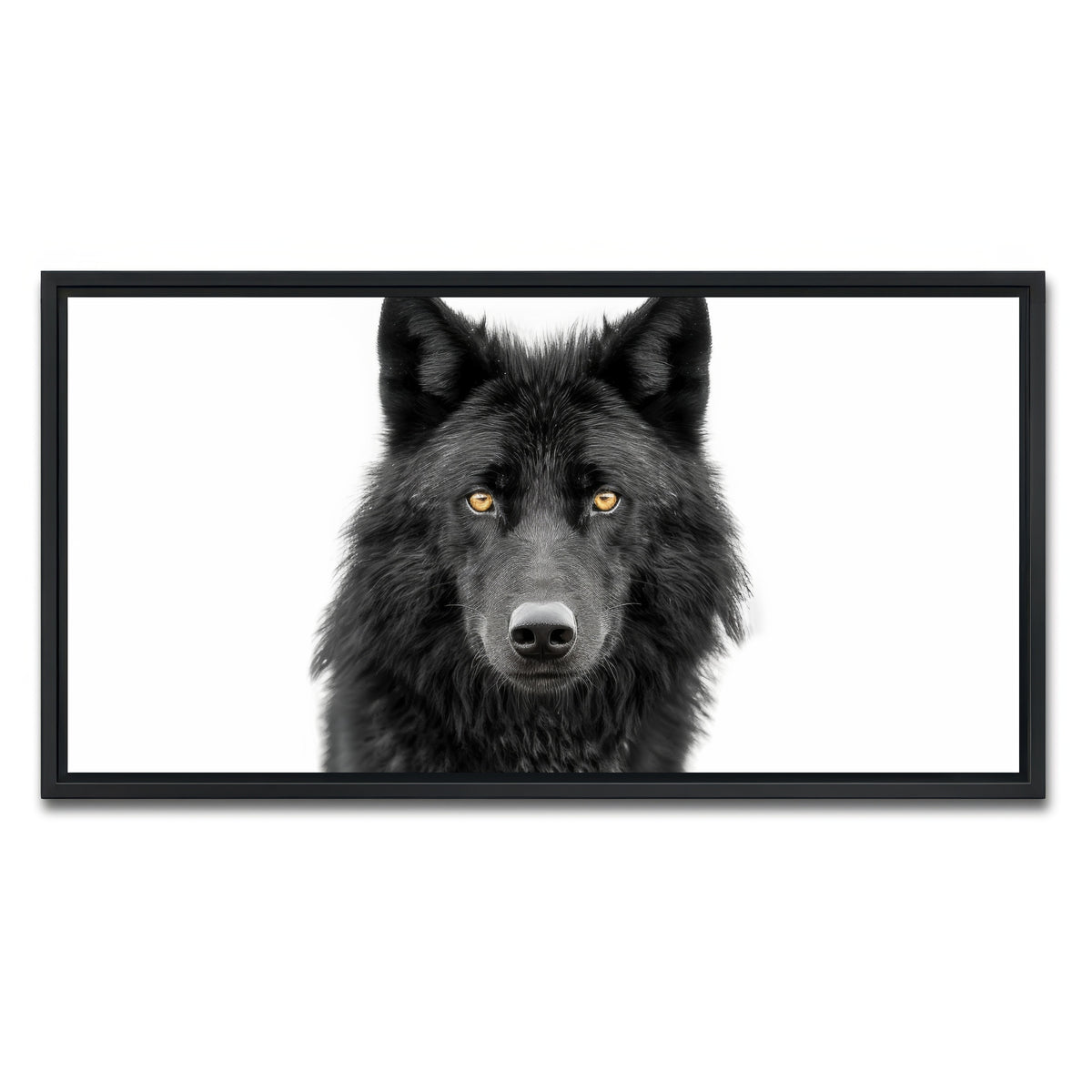 AUTO-MOCKUP WHITE | Black Wolf Portrait | 1 Piece | Black Framed Canvas | group=2x1
